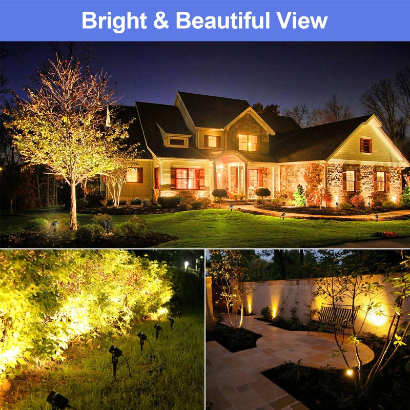 GreenClick Landscape Lighting, 3W 12V Extendable Low Voltage 6 in 1 Landscape Lights with Transformer IP65 Waterproof 1800 Lumen Outdoor Spotlight for Garden Walls Trees Flag Pathway, Warm White - Image 5